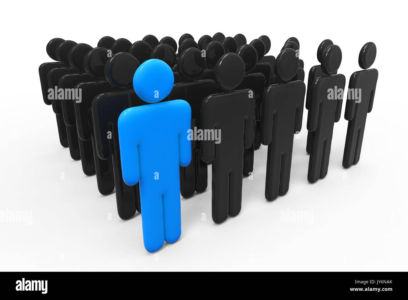 blue man in front row for leadership concept Stock Photo