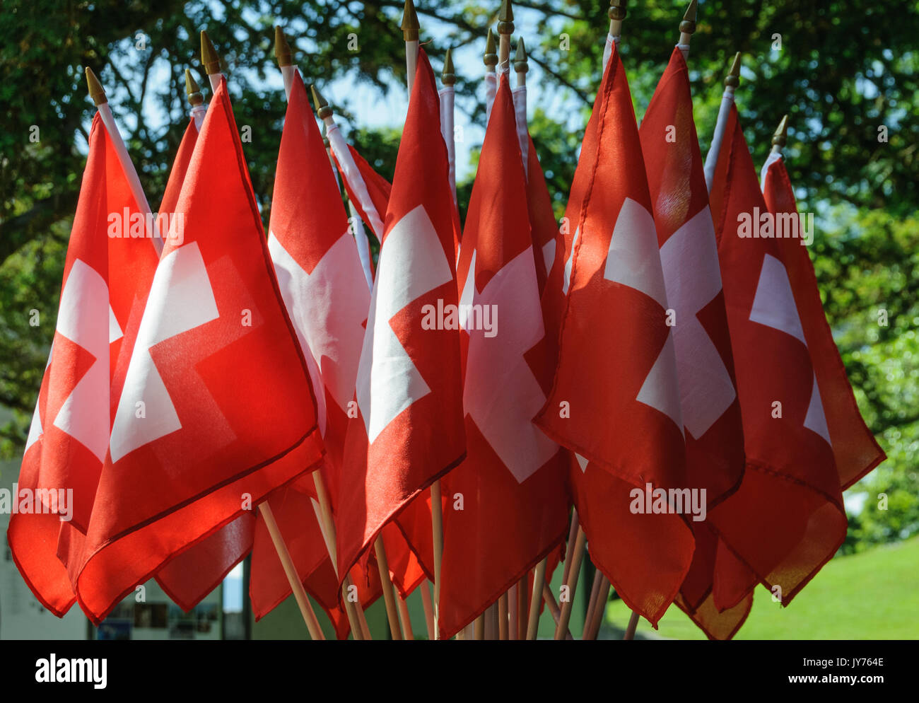 Collection of Swiss Flags Stock Photo Alamy