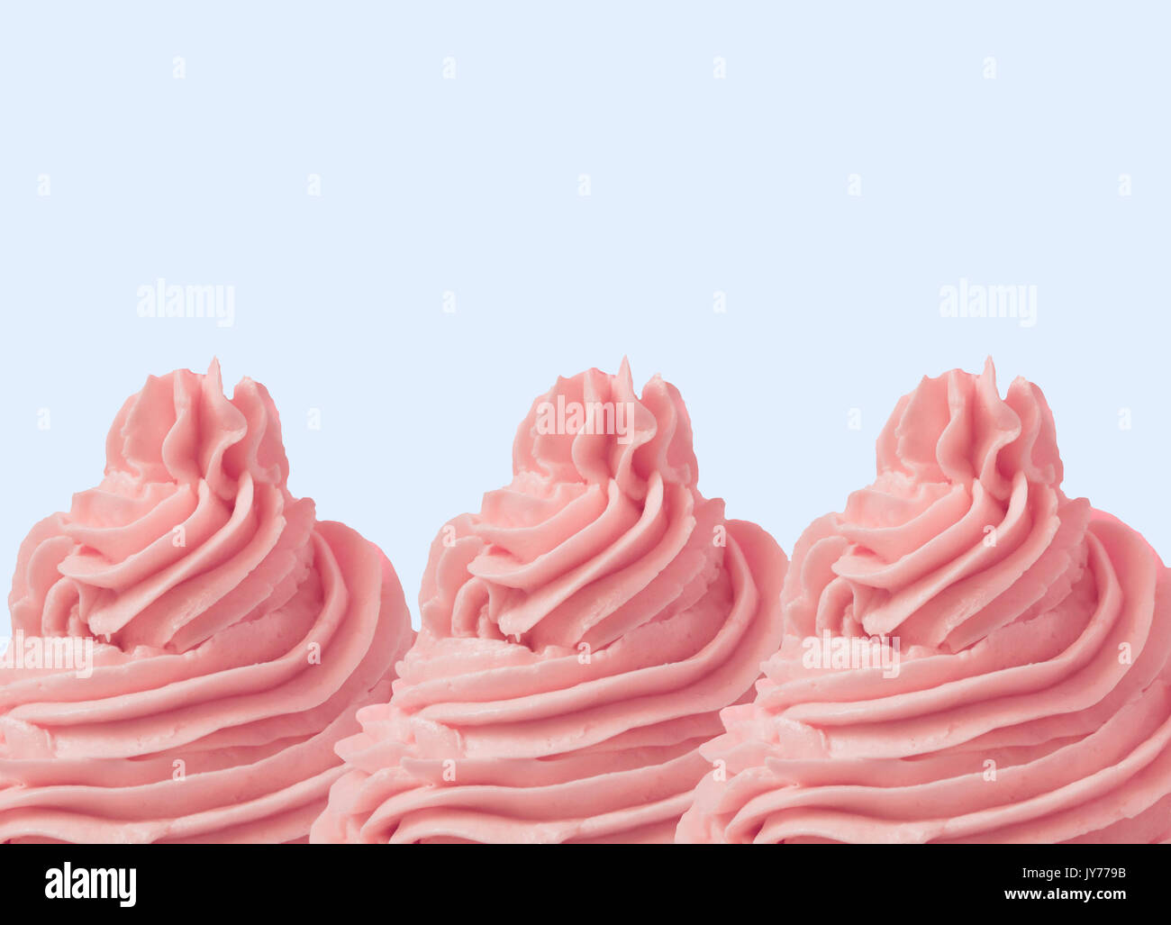 strawberry pink ice cream isolated in blue background Stock Photo
