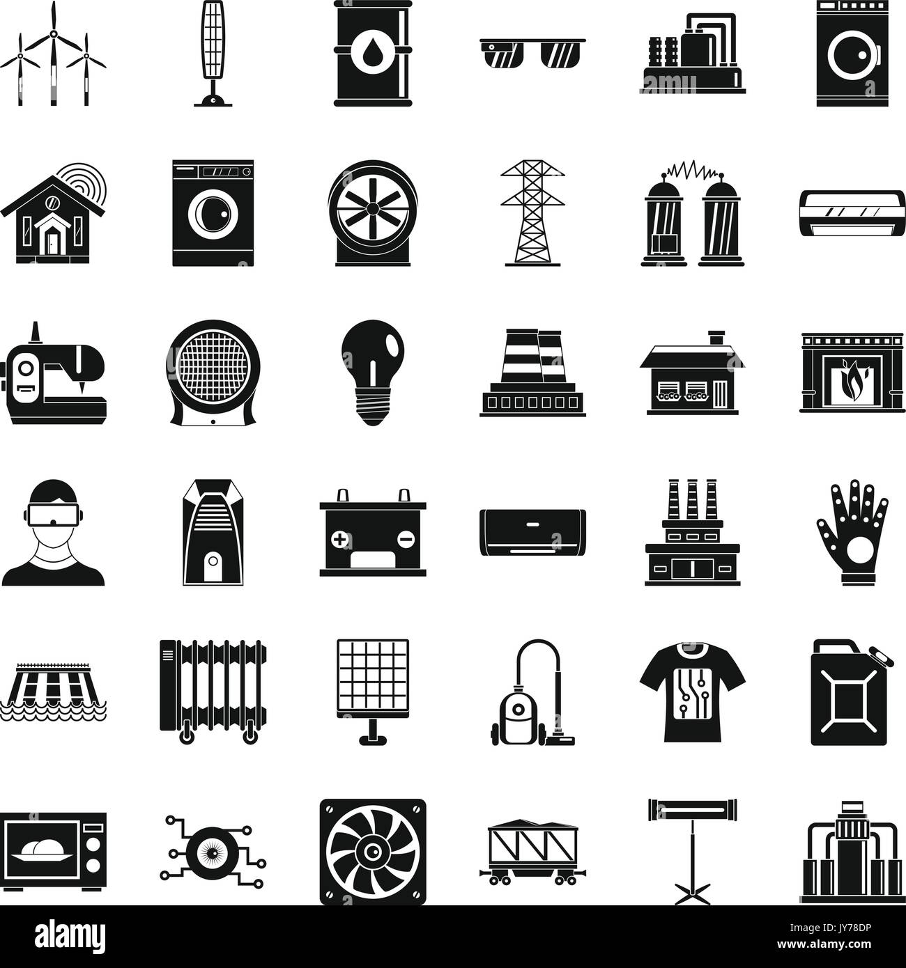 Electrical equipment icons set, simple style Stock Vector