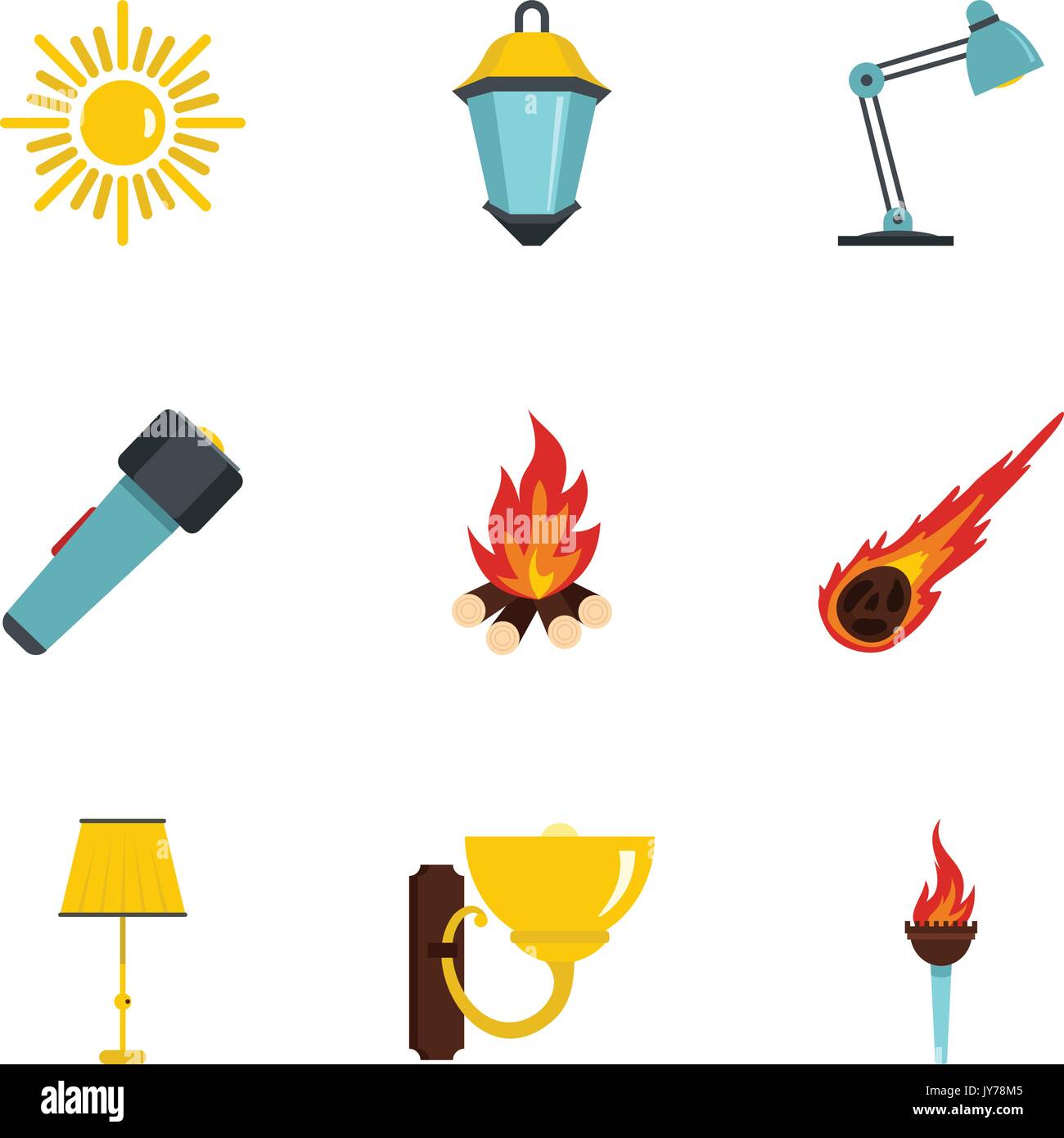 Sources of light icon set, flat style Stock Vector Image & Art - Alamy