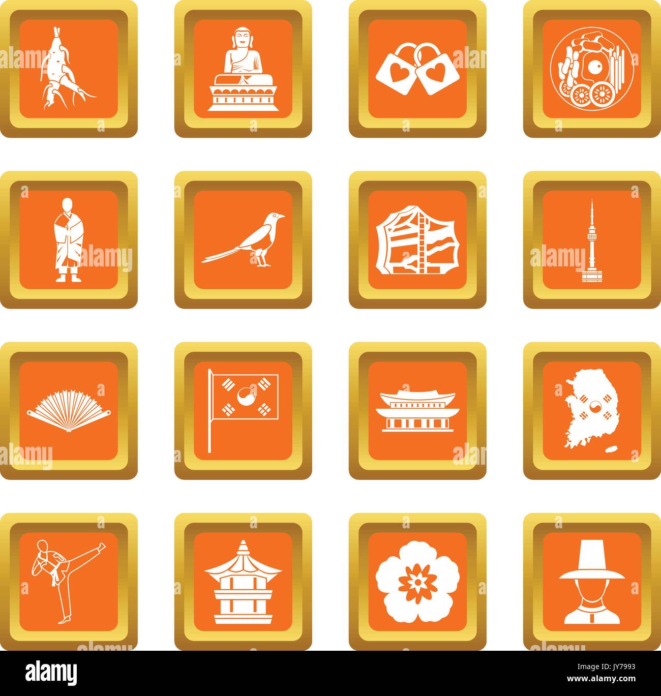 South Korea icons set orange Stock Vector Image & Art - Alamy