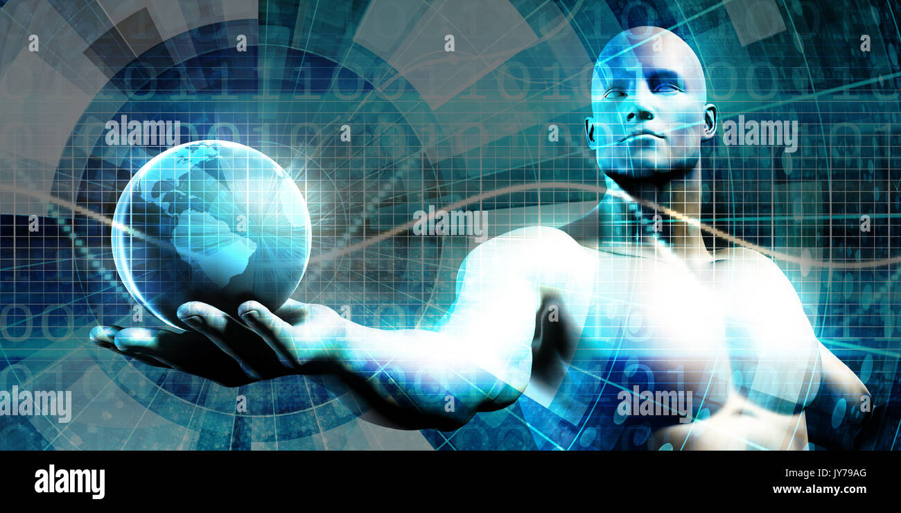 Businessman Holding the World in His Hands Illustration Stock Photo - Alamy