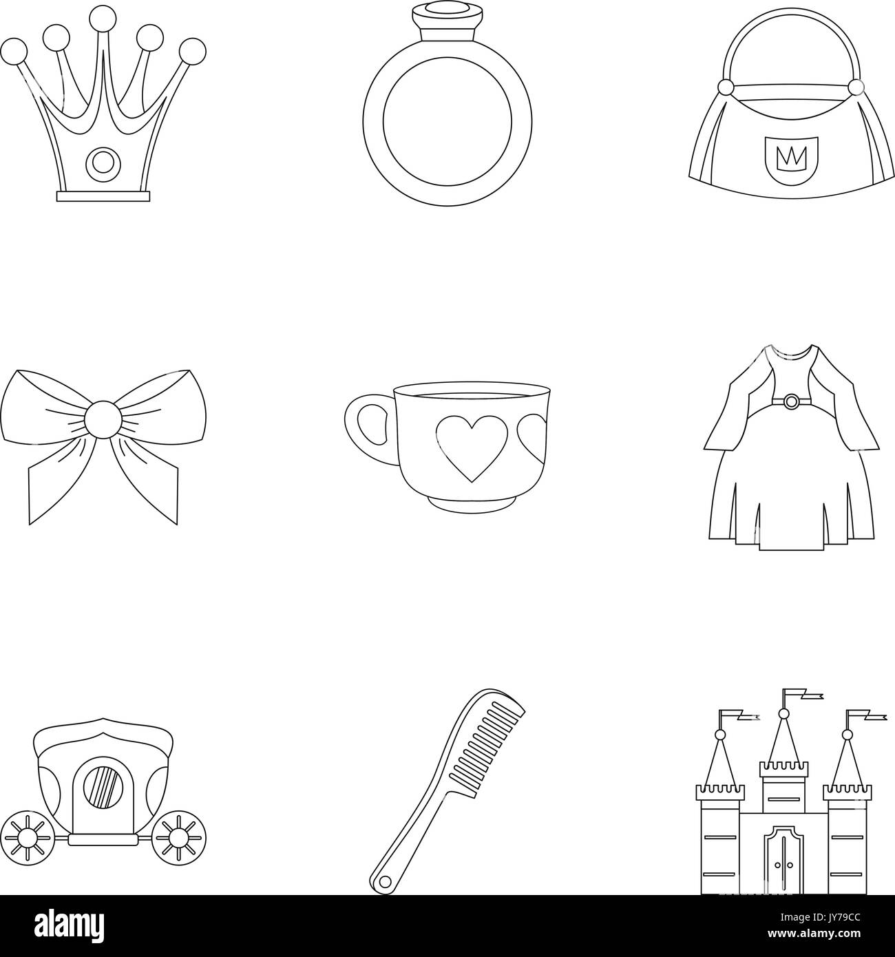 Little princess icon set, outline style Stock Vector Image & Art - Alamy
