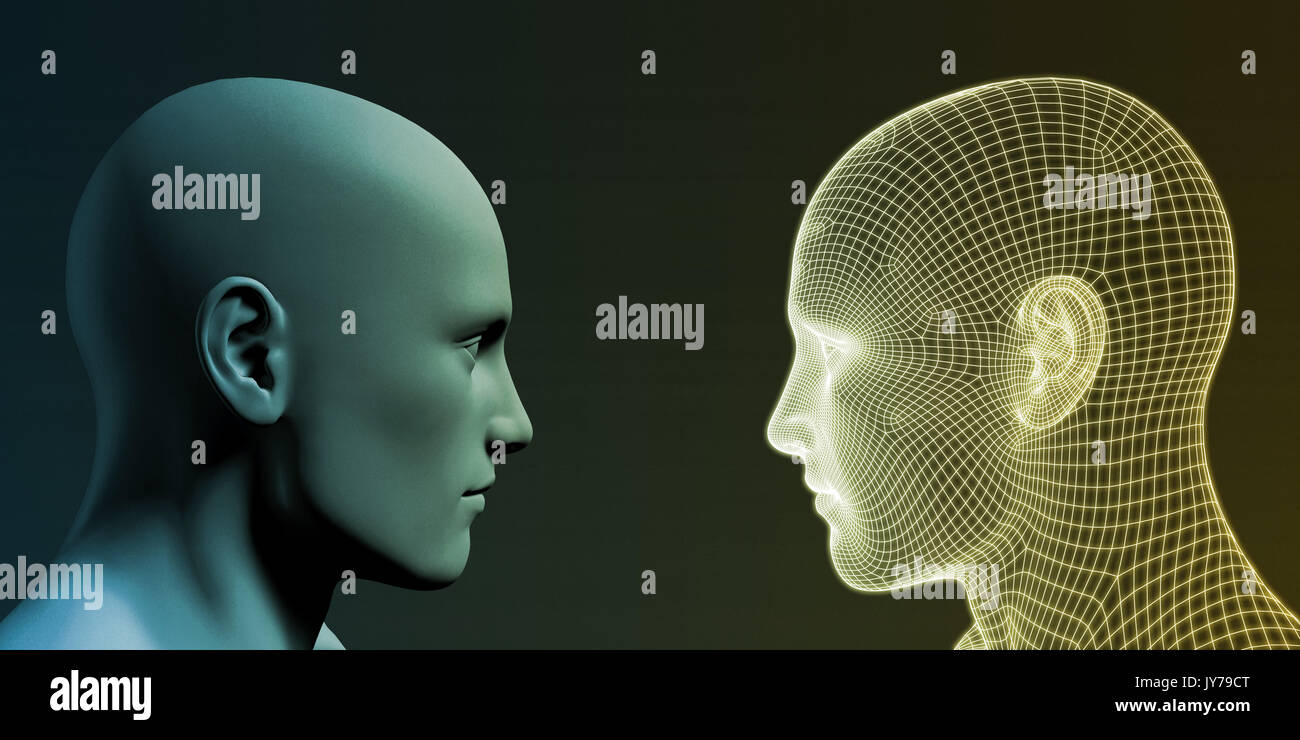Man vs Machine Competing in the Future Stock Photo - Alamy