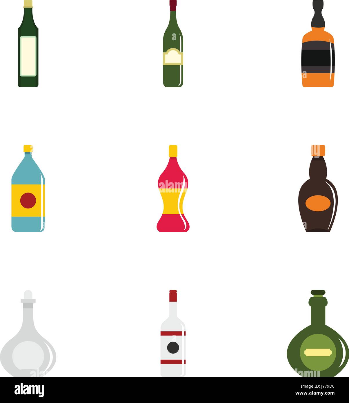 Glass bottles icon set, flat style Stock Vector Image & Art - Alamy