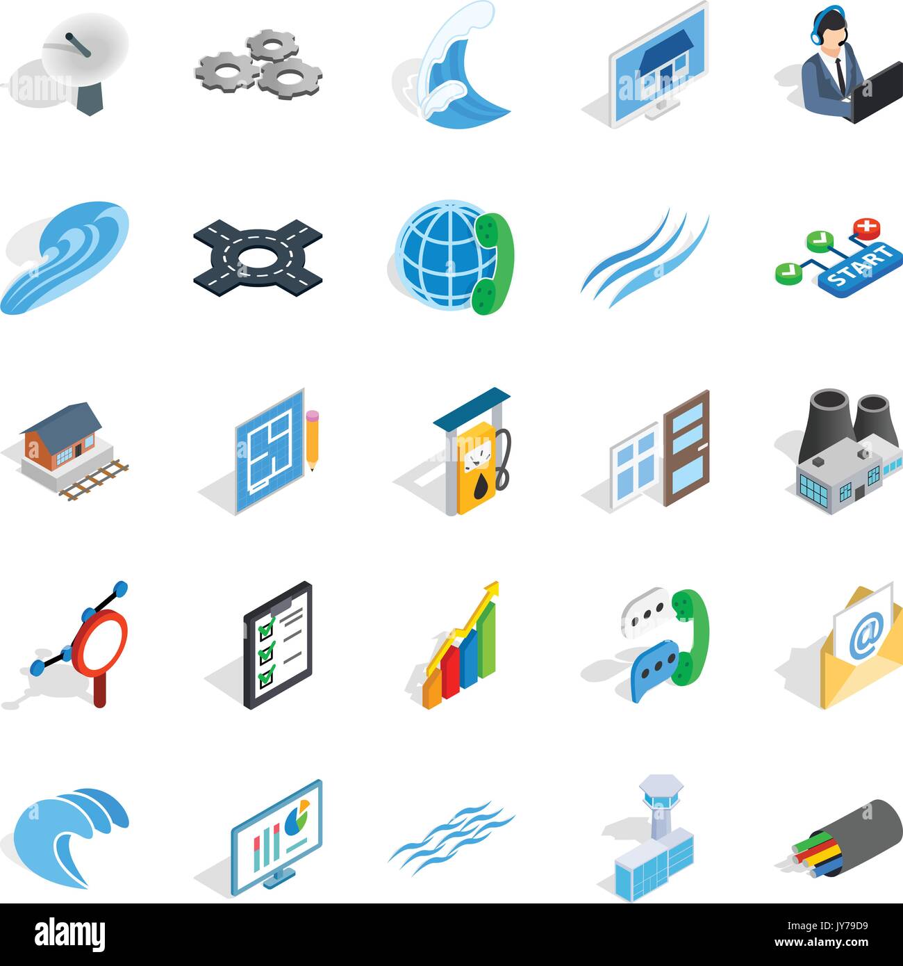 Electric light icons set, isometric style Stock Vector