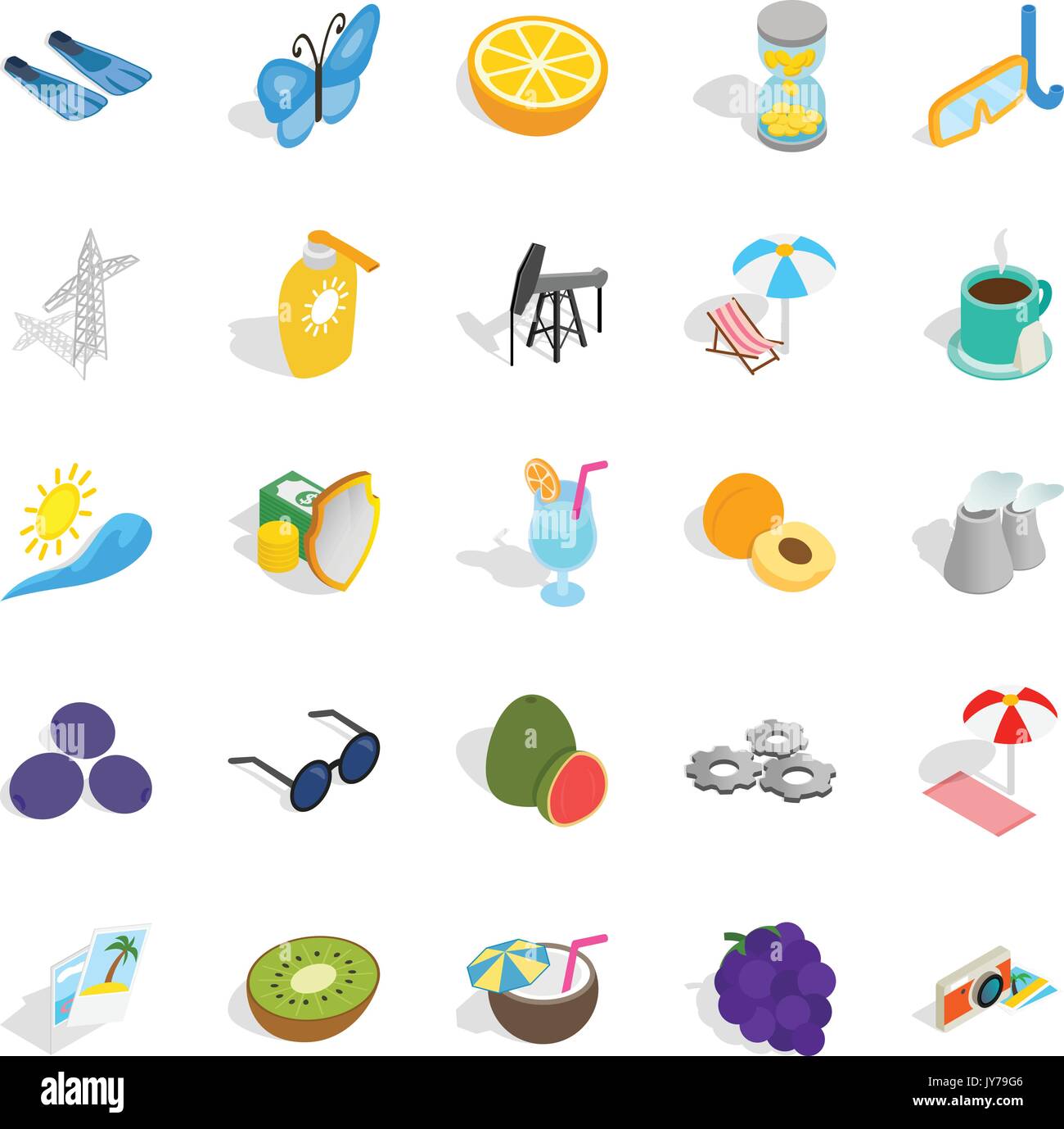 Amirate icons set, isometric style Stock Vector