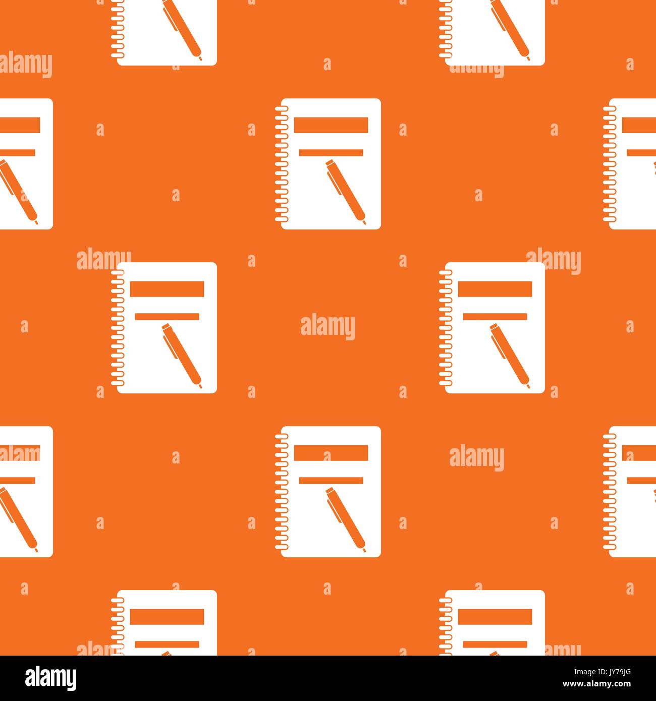 Closed spiral notebook and pen pattern seamless Stock Vector