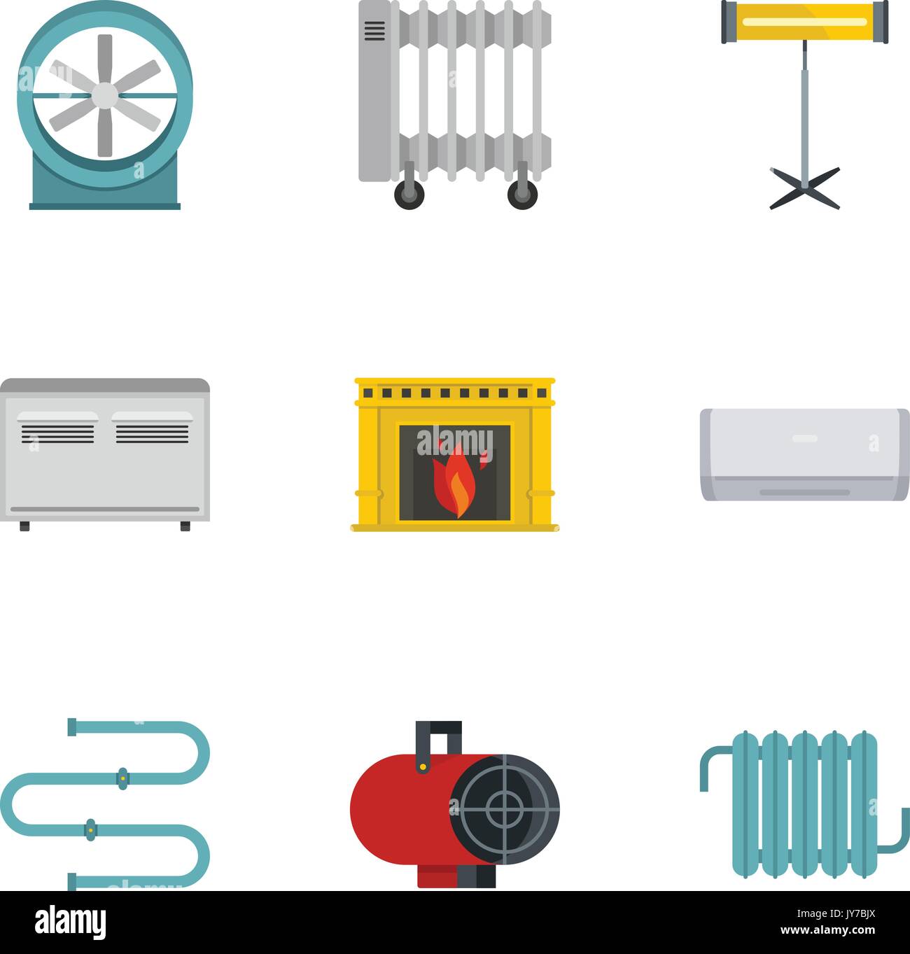 Electric heater icon set, flat style Stock Vector Image & Art - Alamy