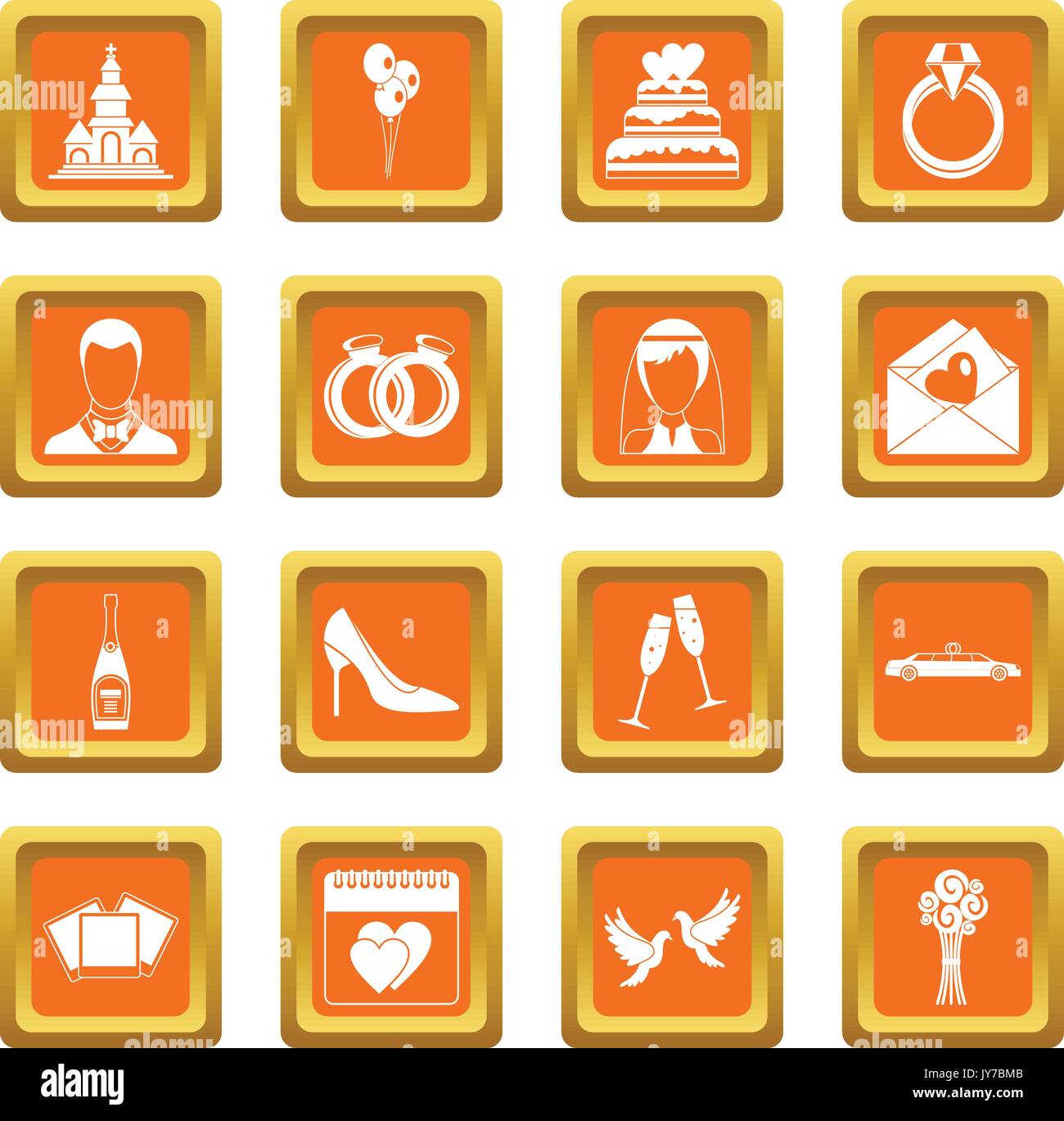 Wedding icons set orange Stock Vector Image & Art - Alamy