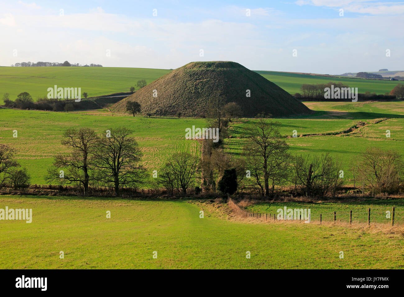 Silbury Hill neolithic site Wiltshire, England, UK is the largest