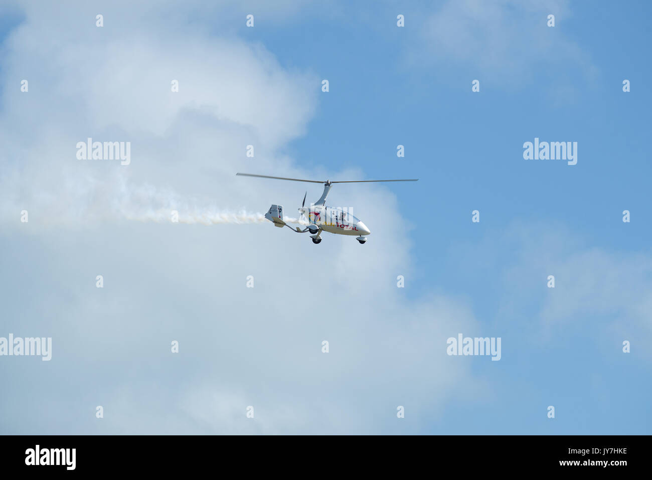 Gyrocopter doing aerobatics at Airbourne airshow in Eastbourne, Summer 2017 Stock Photo