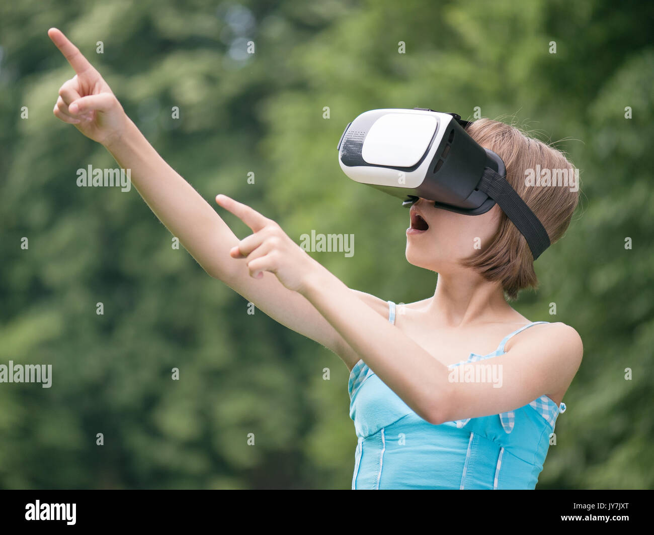 Girl with VR glasses Stock Photo Alamy