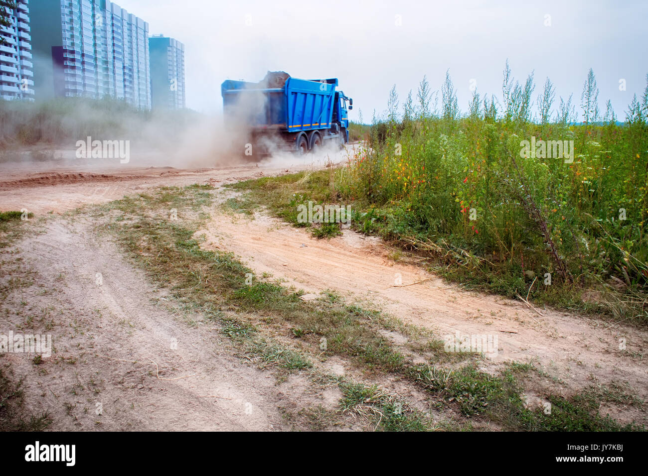 home construction new stage floors. high-rise building in field Stock Photo