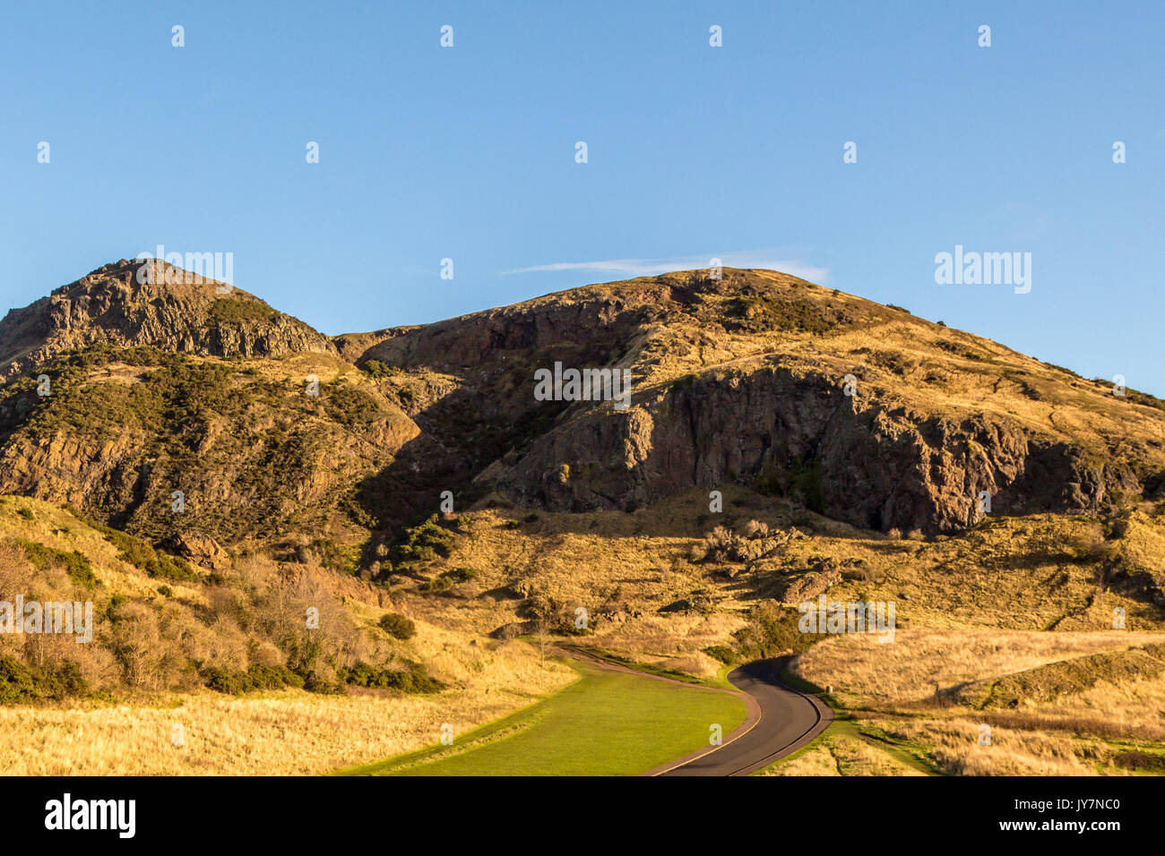 View up to Arthur's seat in Holyrood Park, Edinburgh, Scotland, United Kingdom Stock Photo