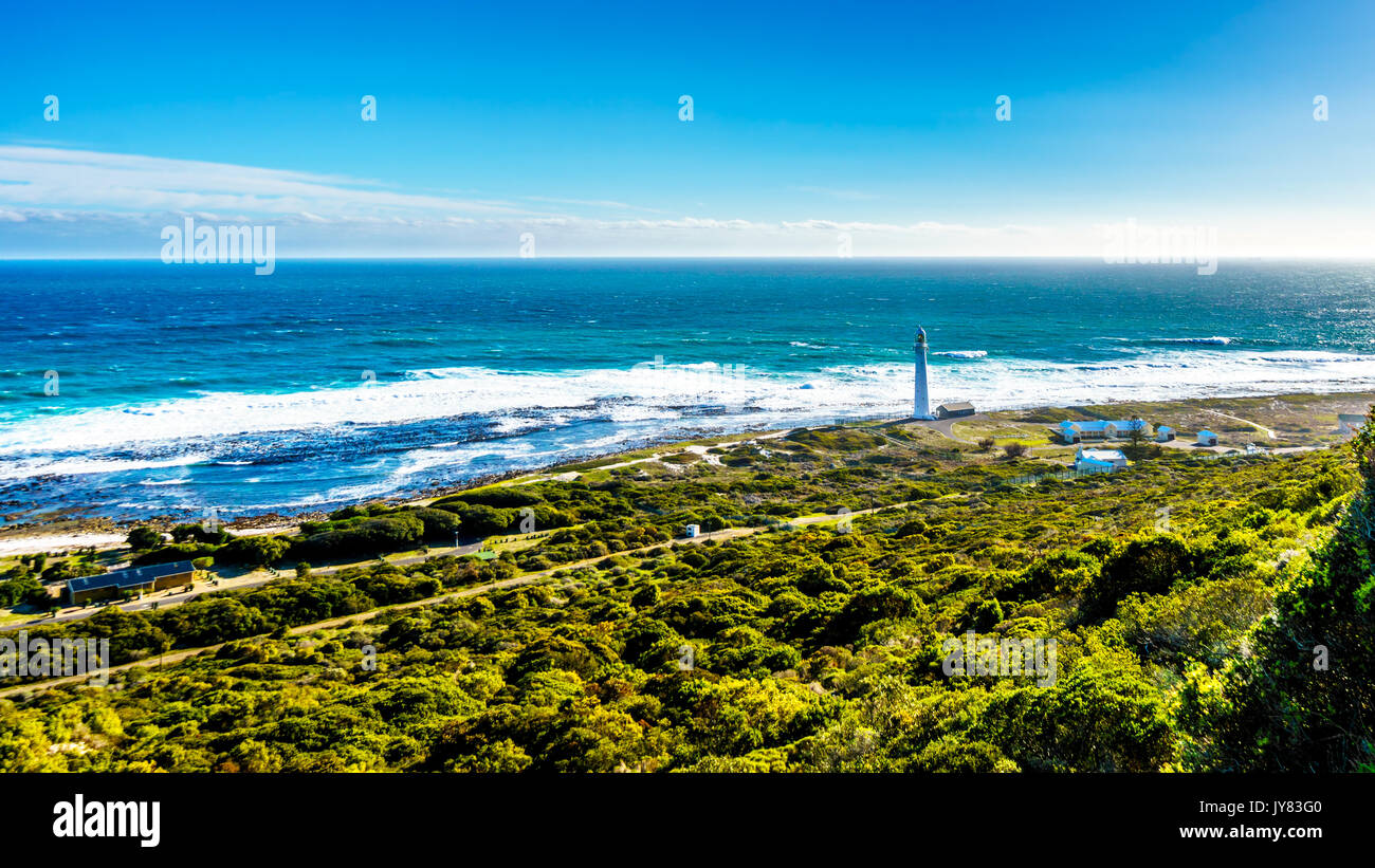 Slangkop Lighthouse on the Atlantic coast along the road to Chapman's Peak near the village of Het Kommetjie in the Cape Peninsula of South Africa Stock Photo