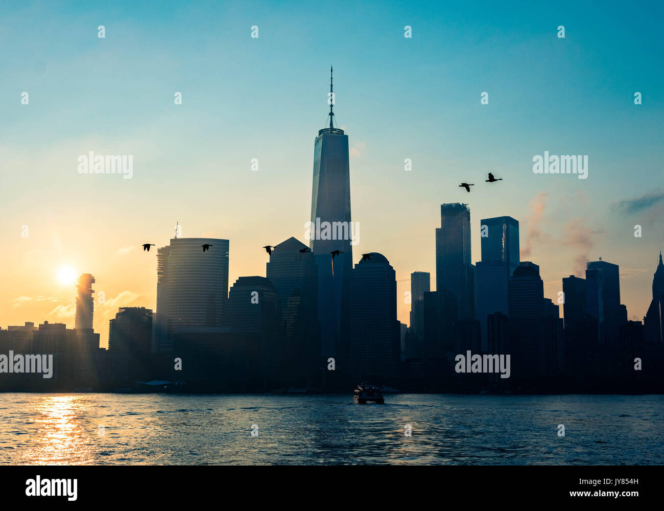 New York Skyline from Exchange Place New Jersey Stock Photo