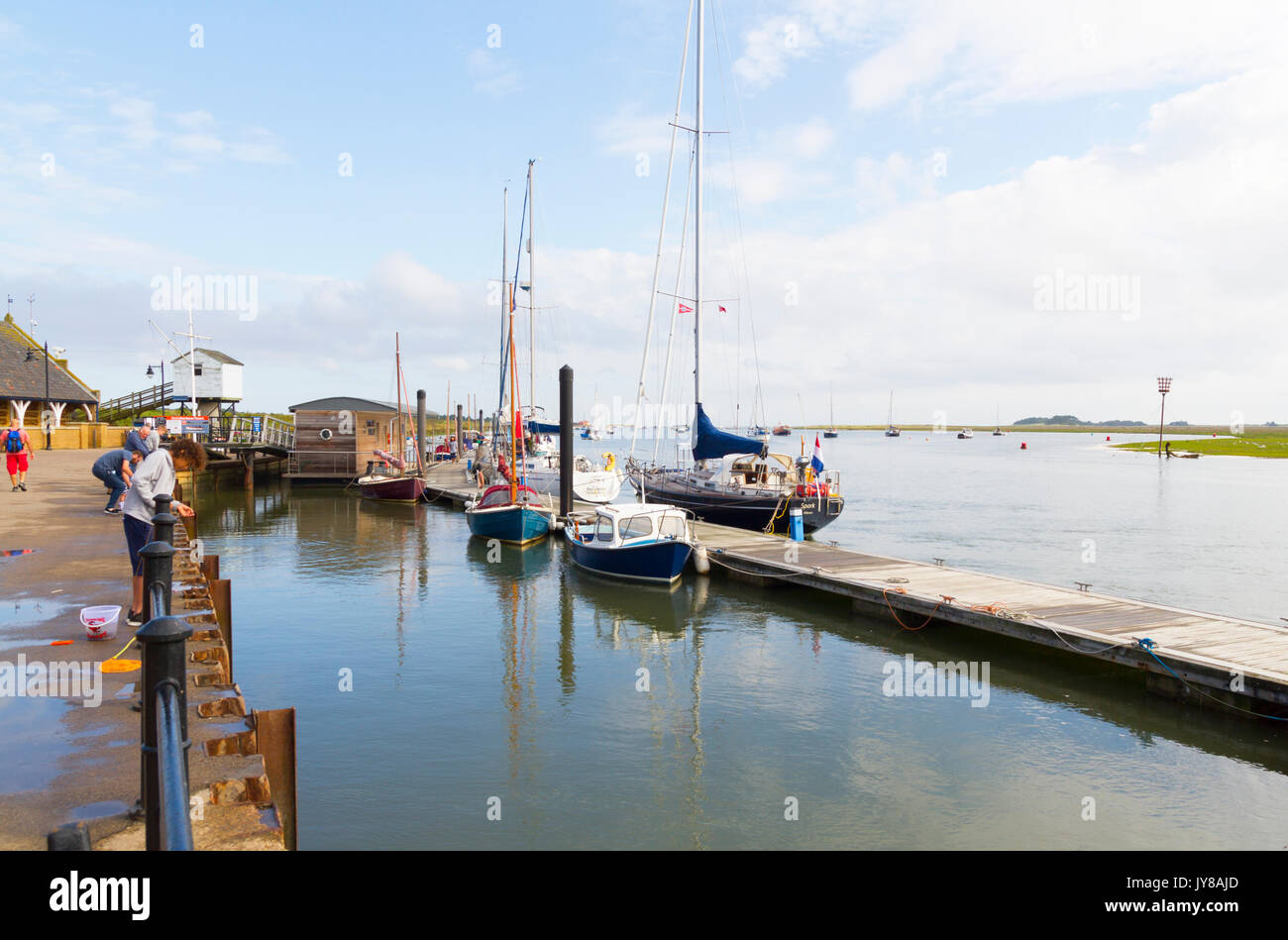 Wells Next The Sea harbour with mooring pontoons Stock Photo