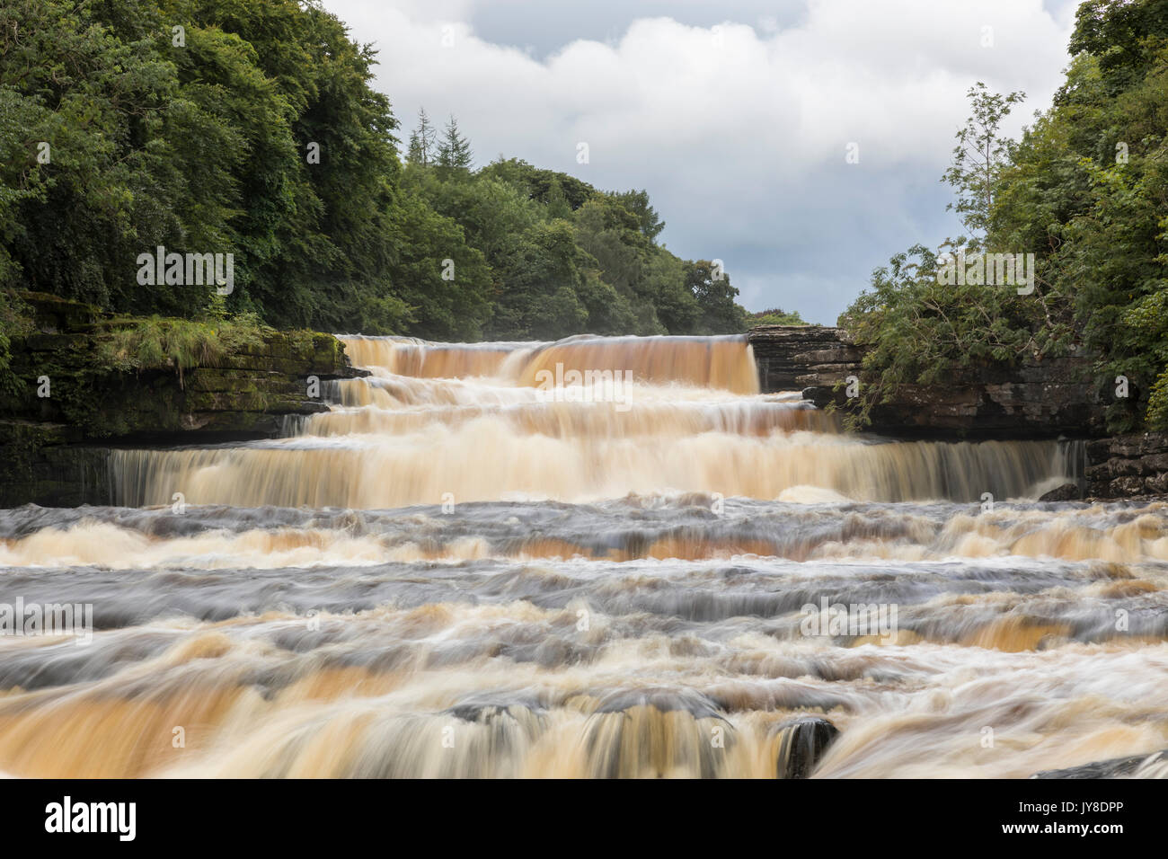 Lower Force Waterfall at Aysgarth Falls, Yorkshire Dales National Park Leyburn Stock Photo
