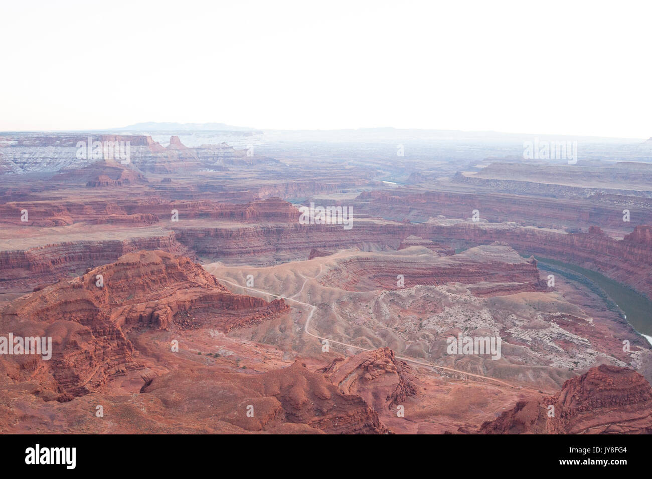 Dead Horse Point, Utah, USA. View of Colorado River and Canyonlands National Park from Dead Horse Point just after sunset. Stock Photo