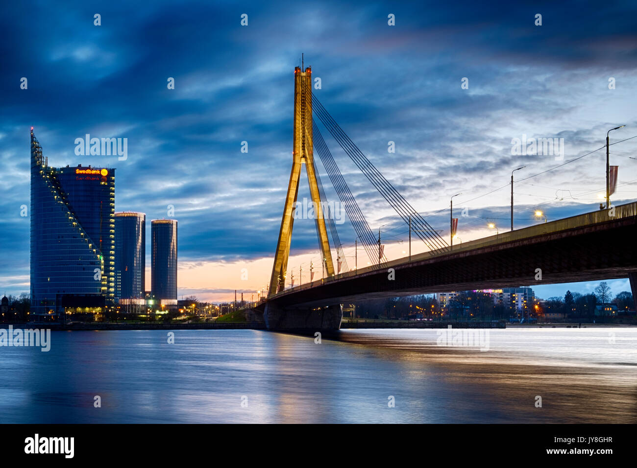Vansu Bridge, Riga, Latvia Stock Photo