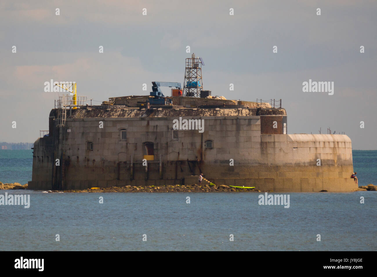 St Helens Fort is a sea fort in the Solent close to the Isle of Wight, one of the Palmerston Forts near Portsmouth. It was built between 1867 and 1880 as a result of the Royal Commission to protect the St Helens anchorage. Stock Photo