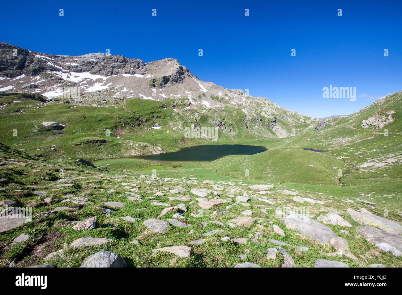 Panoramic view of Baldiscio pass. Campodolcino, Vallespluga, Valchiavenna, Lombardy, Italy Europe Stock Photo