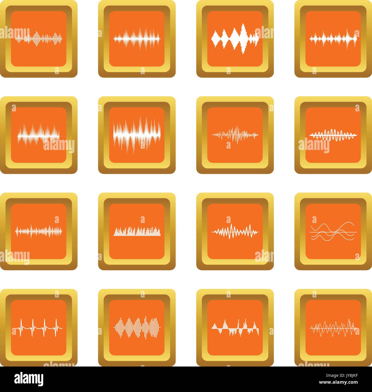Sound wave icons set orange Stock Vector Image & Art - Alamy