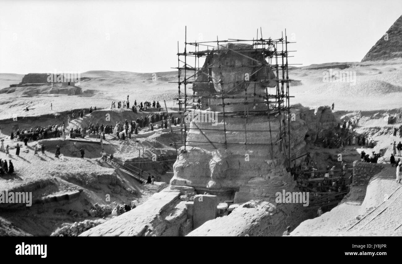 The Great Sphinx of Giza, Egypt. Photographed in 1931 with the head of ...