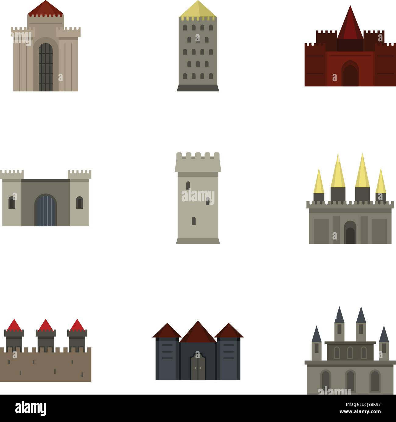 Ancient fortresses icon set, flat style Stock Vector Image & Art - Alamy