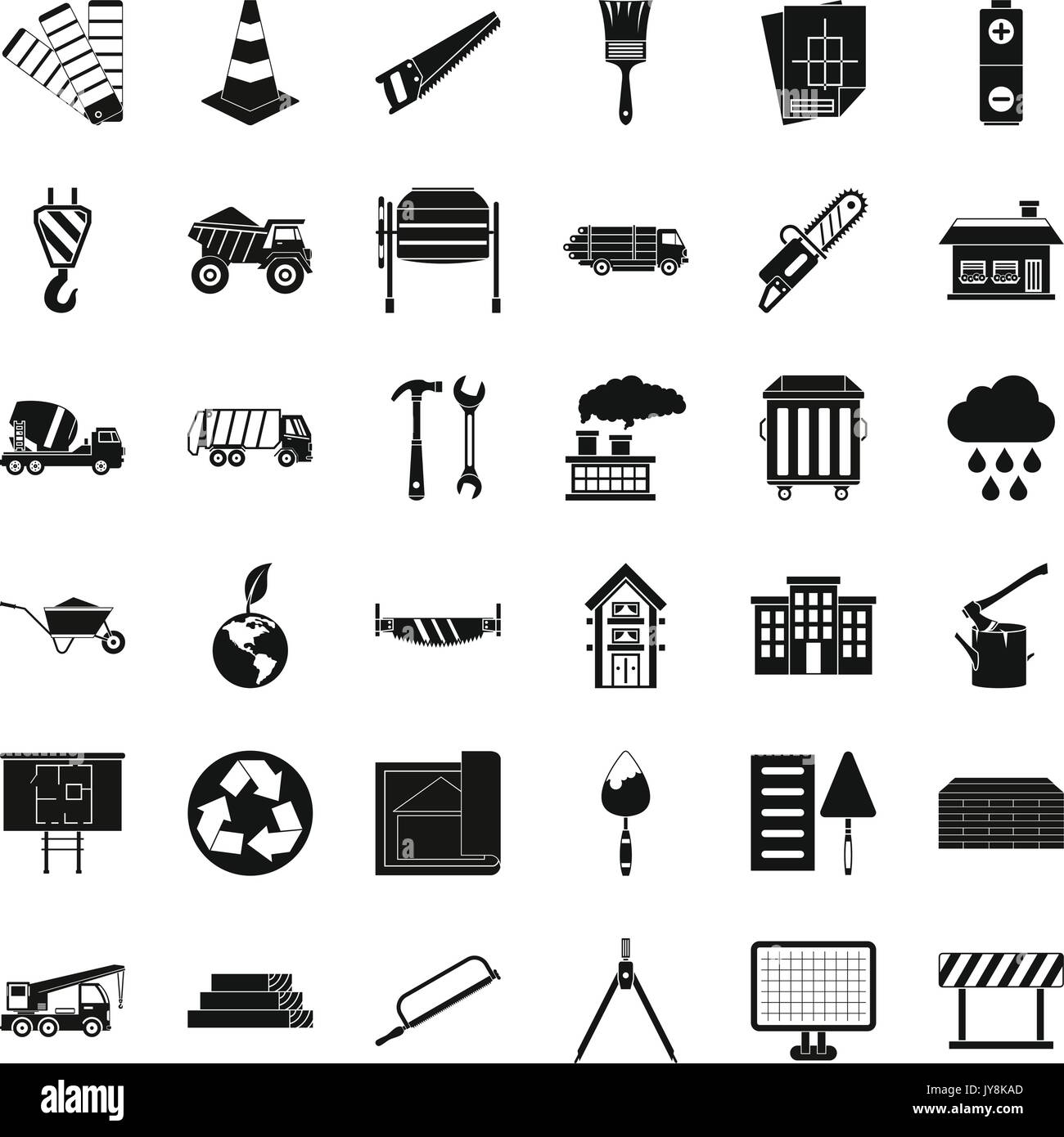 Construction Of House Icons Set Simple Style Stock Vector Art