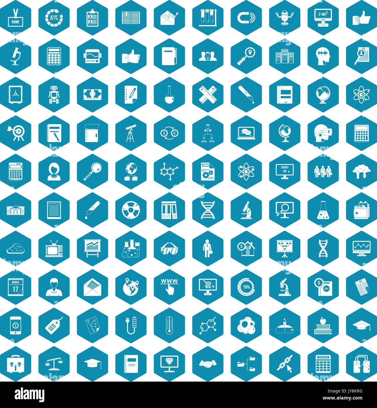 100 analytics icons sapphirine violet Stock Vector
