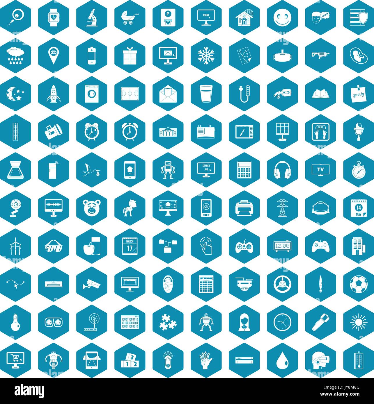 100 app icons sapphirine violet Stock Vector