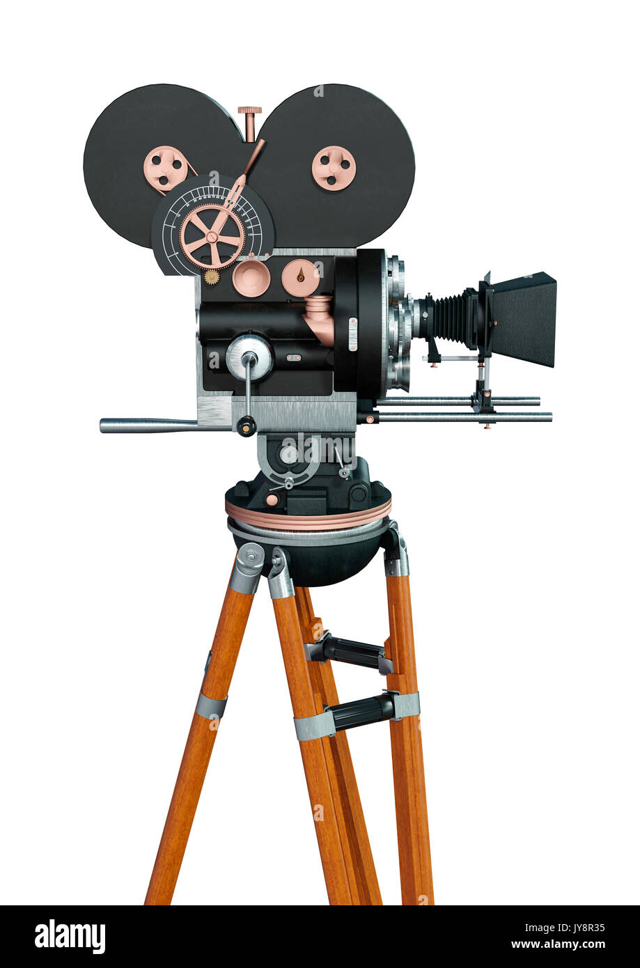 3D rendering of a filmmaker movie camera isolated on white background ...