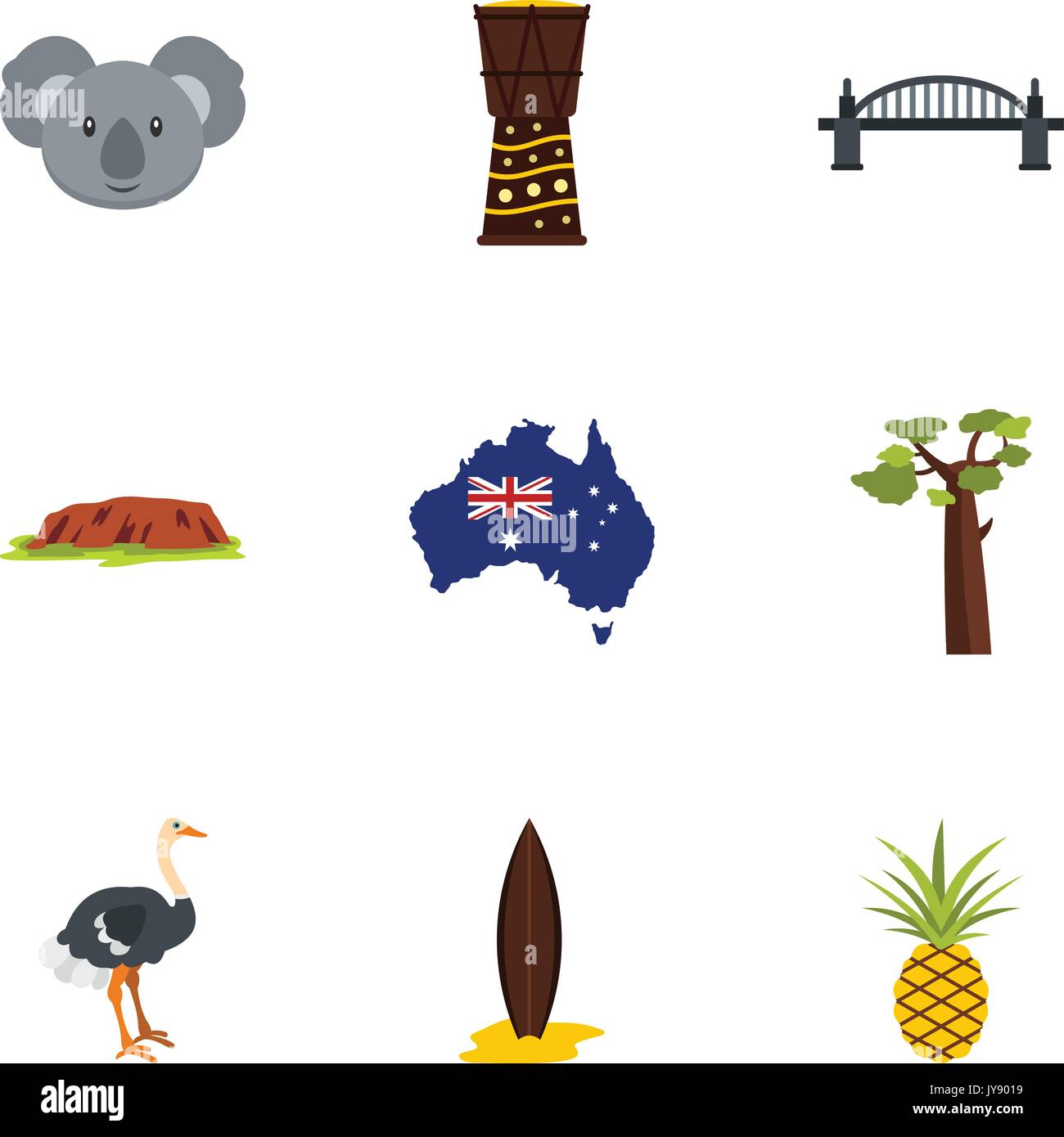 Tourism in Australia icon set, flat style Stock Vector Image & Art - Alamy