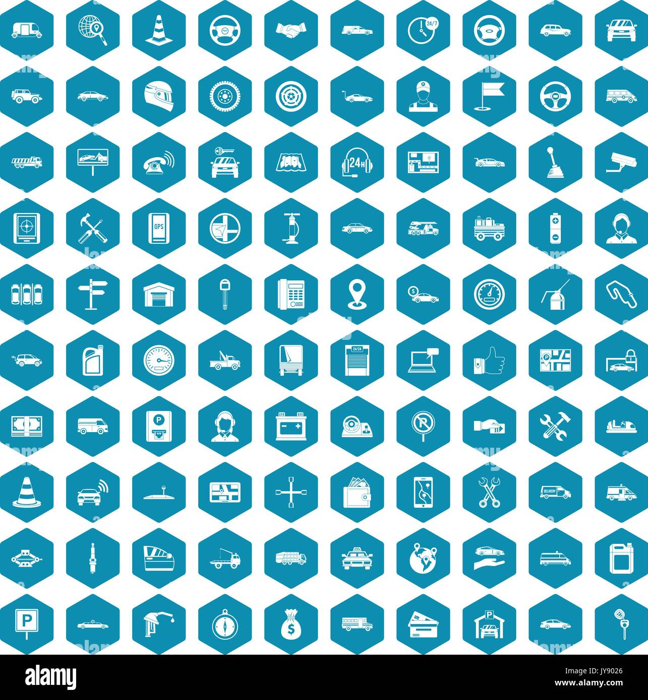 100 auto icons sapphirine violet Stock Vector