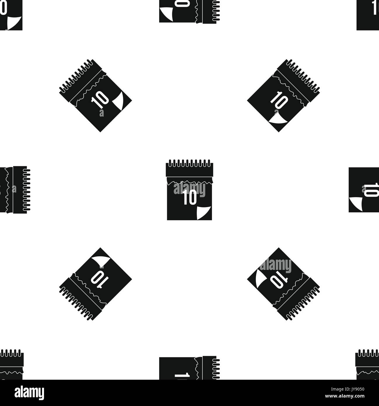 10 date calendar pattern seamless black Stock Vector