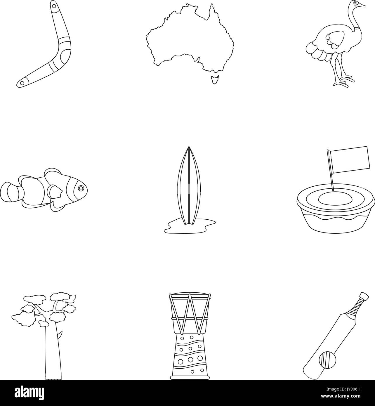 Tourism in Australia icon set, outline style Stock Vector Image & Art Alamy