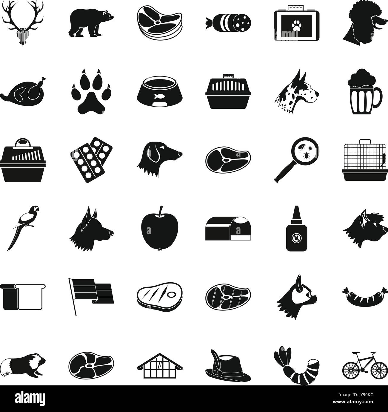 Animal dog icons set, simple style Stock Vector