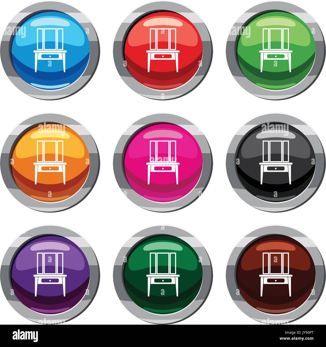 Dressing console, pier-glass set 9 collection Stock Vector
