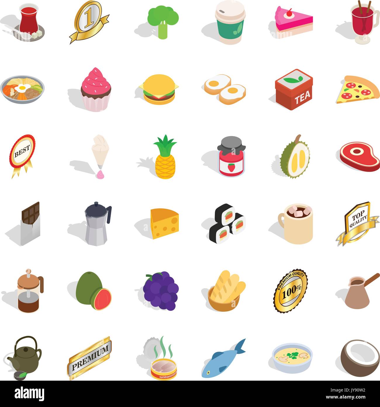 Hot drink icons set, isometric style Stock Vector