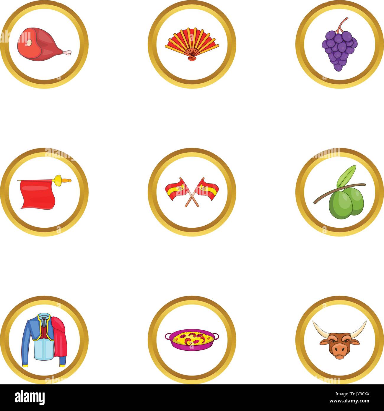 Spanish journey icons set, cartoon style Stock Vector Image & Art Alamy