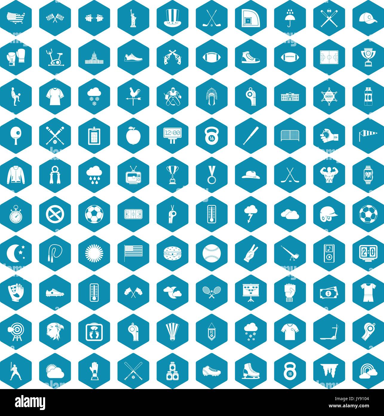 100 baseball icons sapphirine violet Stock Vector
