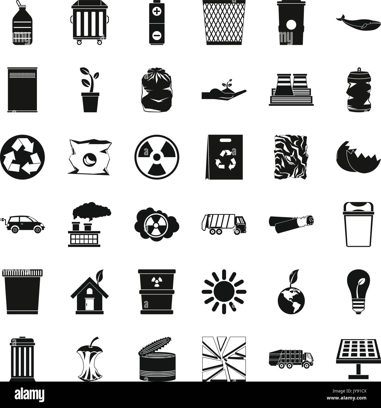Ecology in earth icons set, simple style Stock Vector