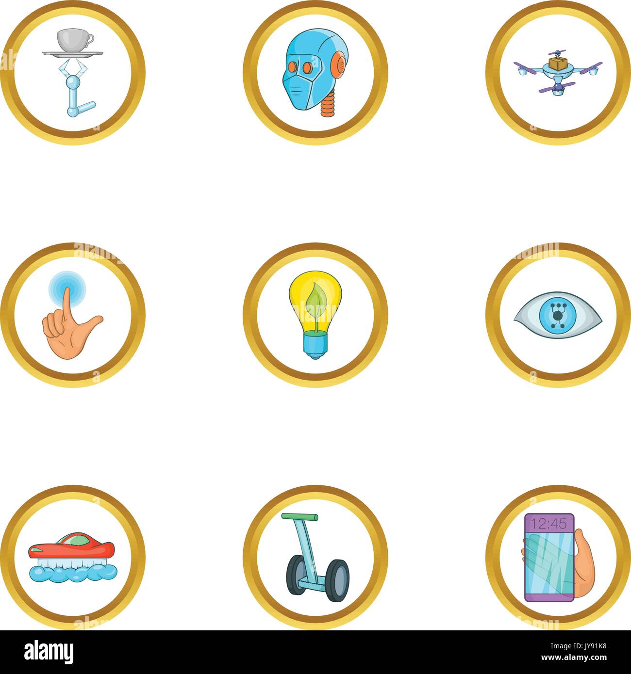Modern feature icon set, cartoon style Stock Vector Image & Art - Alamy