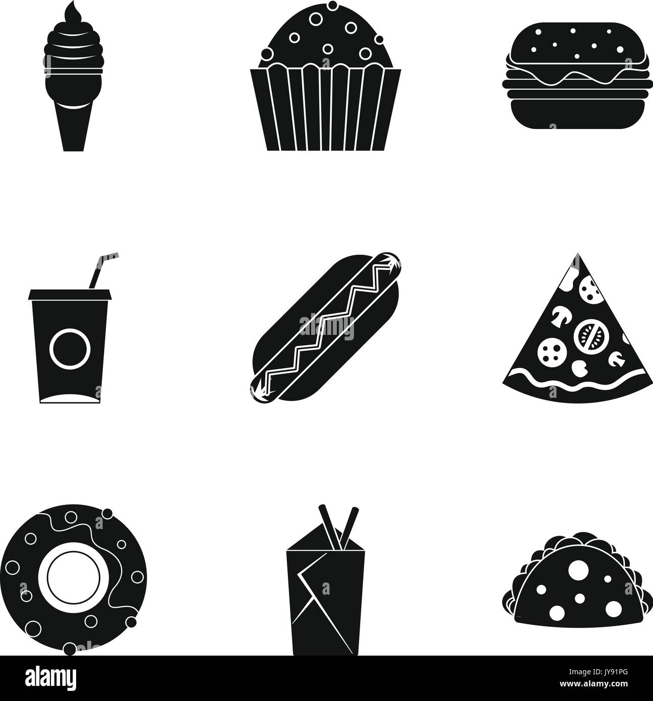 Snacks icon set, simple style Stock Vector Image & Art Alamy