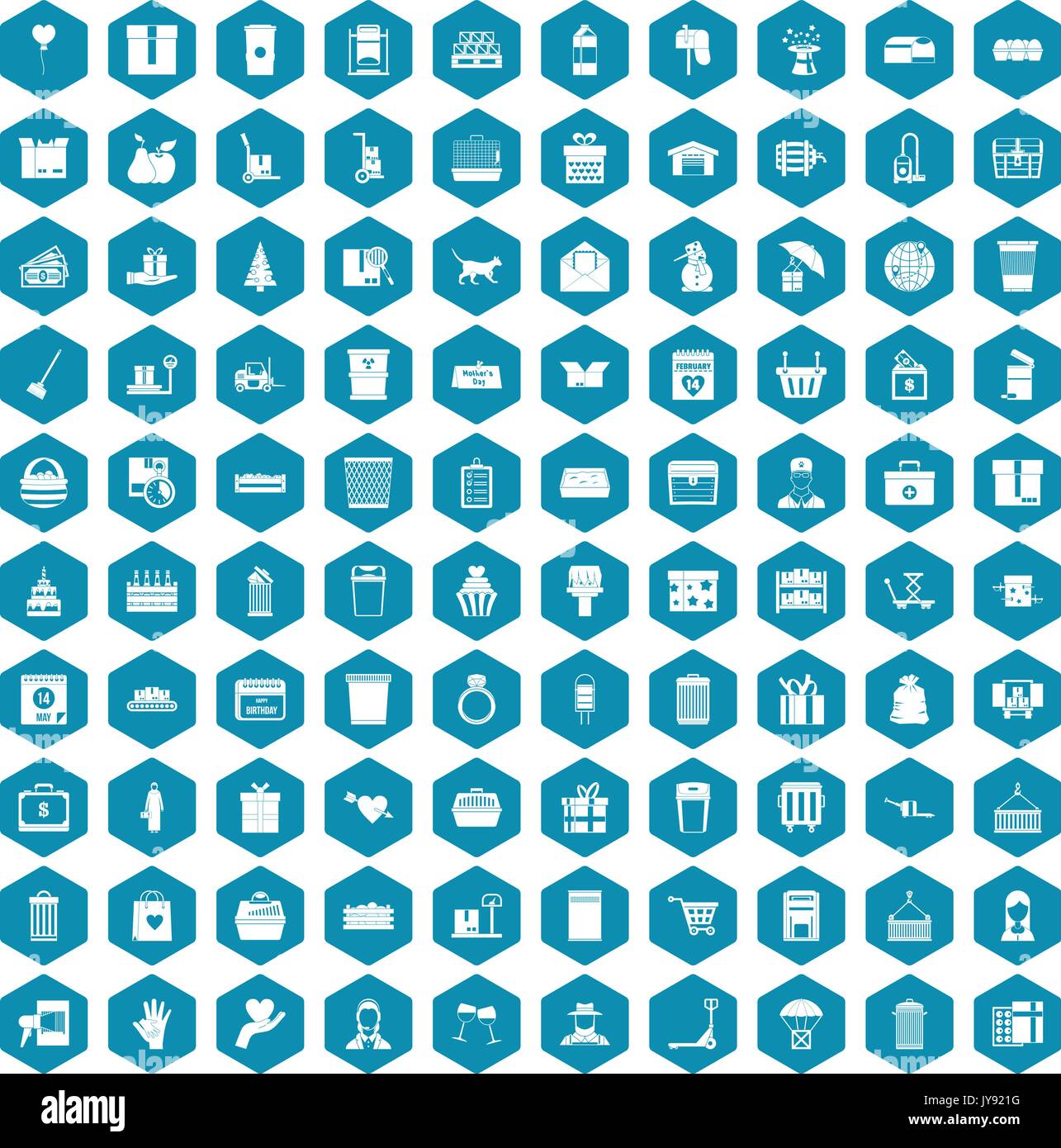 100 box icons sapphirine violet Stock Vector