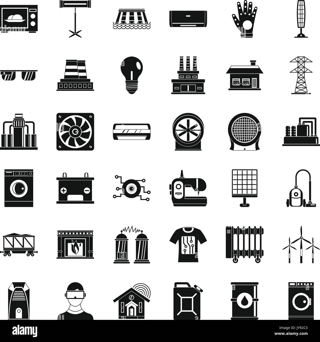 Saving energy icons set, simple style Stock Vector