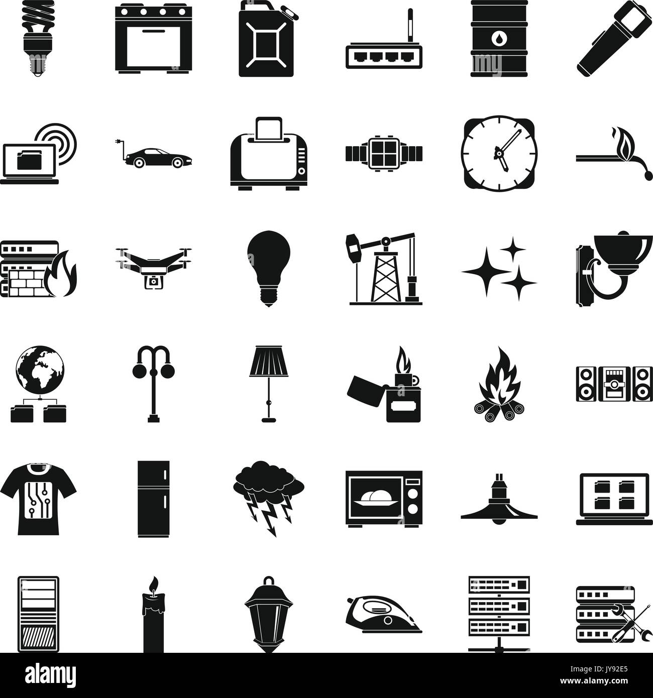 Electricity computer icons set, simple style Stock Vector